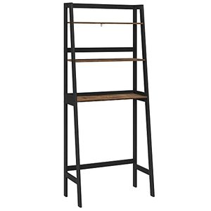 lot 3260 image: SONGMICS Over The Toilet Storage Organizer, 3-Tier Bathroom Space Saver, Multifunctional Toilet Storage Shelf, Bamboo Frame, Each Shelf Holds Up to 33 lb, Easy to Assemble, Rustic Brown, UBTS011B01