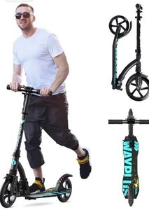 lot 3262 image: WAYPLUS Kick Scooter for Teens & Adults. Max Load 240 LBS. Foldable, Lightweight, 9 Big Wheels, 4 Adjustable Level. Bearing ABEC9