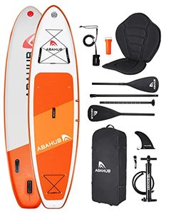 lot 3264 image: Abahub Inflatable Paddleboard, 106 x 31 x 6 iSUP, Orange Standup Paddleboard with 2 in 1 Alloy SUP Paddle, Kayak Seat, for Yoga, Paddleboarding, Kayaking, Fishing