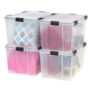 lot 3265 image: IRIS USA 74 Quart WeatherPro Storage Box with Latches Set of 4