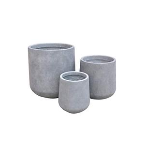 lot 3266 image: Kante RF2015022BCD-C80021 Round (Set of 3 Sizes), Outdoor Indoor Large Planter Pots Containers with Drainage Holes for Patio, Balcony, Backyard, Living Room, Natural, Concrete Grey