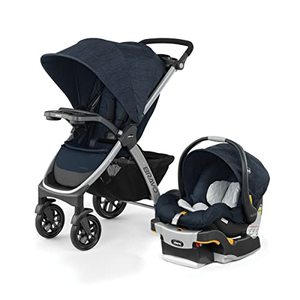 lot 3267 image: Chicco Bravo 3-in-1 Trio Travel System, Bravo Quick-Fold Stroller with Top-Rated KeyFit 30 Infant Car Seat and Base, Car Seat and Stroller Combo  BrooklynNavy