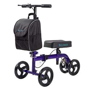 lot 3269 image: ELENKER Steerable Knee Scooter for Foot Injuries Ankles Surgery with Comfortable Soft Knee Pad and Multifunctional Cloth Bag Indigo