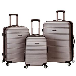 lot 3277 image: Rockland Melbourne Hardside Expandable Spinner Wheel Luggage, Silver, 3-Piece Set (202428)