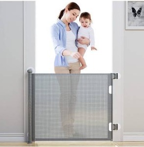 lot 3299 image: BabyBond Retractable Baby Gates, Extra Wide 71 x 33 Tall Baby Gate for Kids or Pets, Indoor Outdoor Dog Gates, for Doorways, Stairs, Hallways, Gray