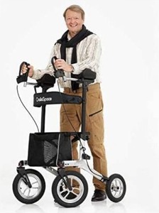 lot 3306 image: OasisSpace Pneumatic Upright WalkerAll Terrain Up Rollator with SeatTall Rolling Walker Mobility Walking Aid with 12 Pneumatic Wheels, Seat and Armrest for Seniors and Adults