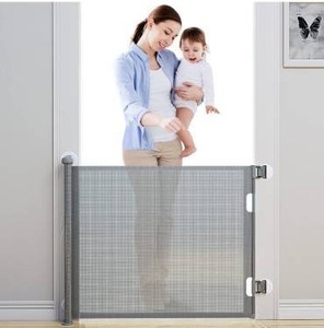 lot 3345 image: BabyBond Retractable Baby Gates, Punch-Free Install Baby Gate Extra Wide 71 X 33 Tall for Kids or Pets Indoor and Outdoor Dog Gates for Doorways, Stairs, Hallways, Grey