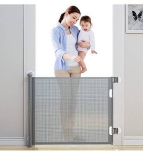 lot 3352 image: BabyBond Retractable Baby Gates, Punch-Free Install Baby Gate Extra Wide 71 X 33 Tall for Kids or Pets Indoor and Outdoor Dog Gates for Doorways, Stairs, Hallways, Grey
