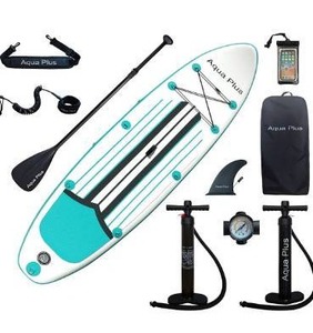 lot 3369 image: Aqua Plus 6inches Thick Inflatable SUP for All Skill Levels Stand Up Paddle Board,Paddle,Double Action Pump,ISUP Travel Backpack, Leash,Shoulder Strap,Youth,Adult Inflatable Paddle Board