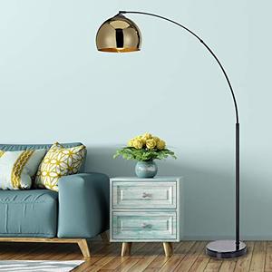 lot 3381 image: Archiology Arc Floor Lamp, 67Height Gold Floor Lamp with Floor Switch and Stable Marble Base, The Unique Curved Design is Ideal for Living Room Reading Bedroom Home Office
