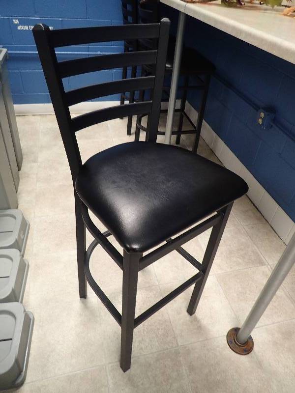 lot 1538 image: Single Bar Height Black Ladder Back Chair