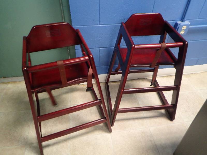 lot 1541 image: (2) Maple Wood Kids High Chairs