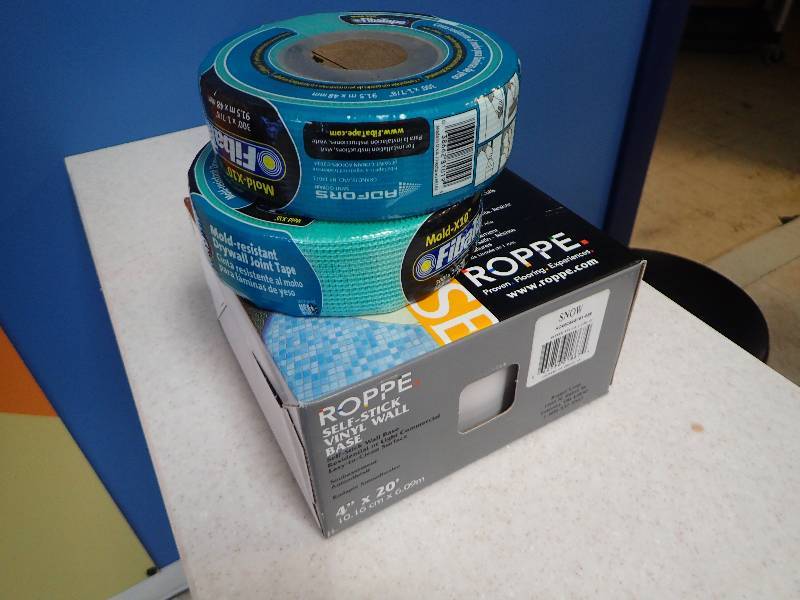lot 1569 image: Roppe Self Stick Vinyl Wall Base w Mold Resistant Drywall Joint Tape