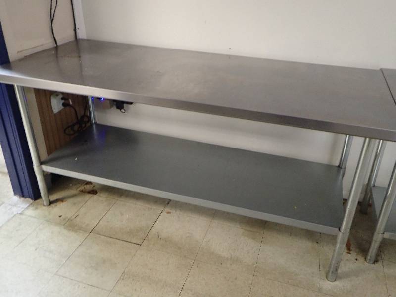 lot 1575 image: 72 Stainless Top Work Table w Galvanized Under Shelf