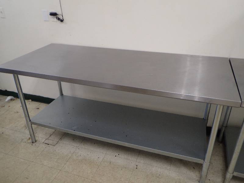 lot 1578 image: 72 Stainless Top Work Table w Galvanized Under Shelf