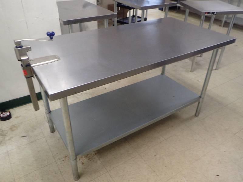 lot 1580 image: 60 Stainless Top Work Table w Galvanized Under Shelf