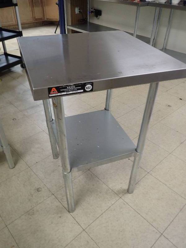 lot 1581 image: Stainless Top Work Table w Galvanized Under Shelf