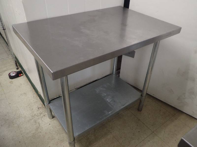 lot 1582 image: 36 Stainless Top Work Table w Galvanized Under Shelf