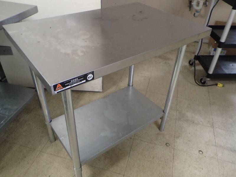lot 1583 image: 36 Stainless Top Work Table w Galvanized Under Shelf