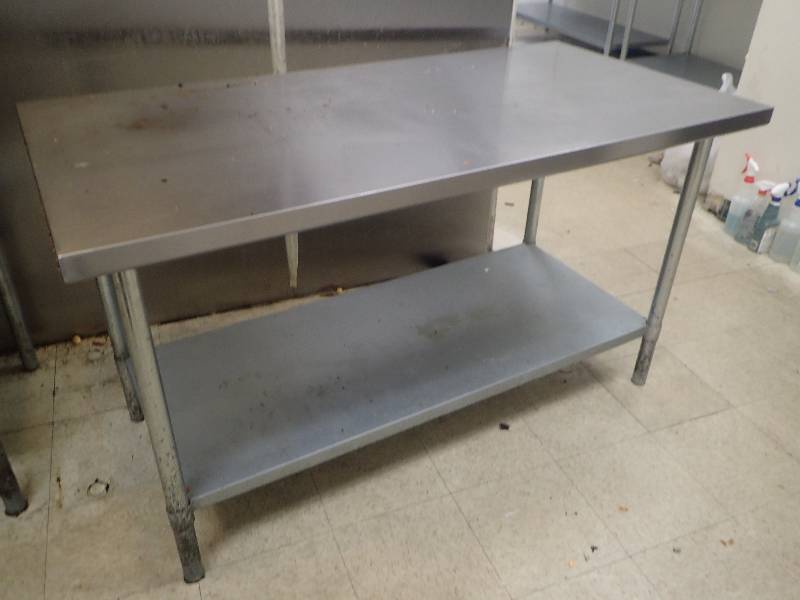 lot 1584 image: 60 Stainless Top Work Table w Galvanized Under Shelf
