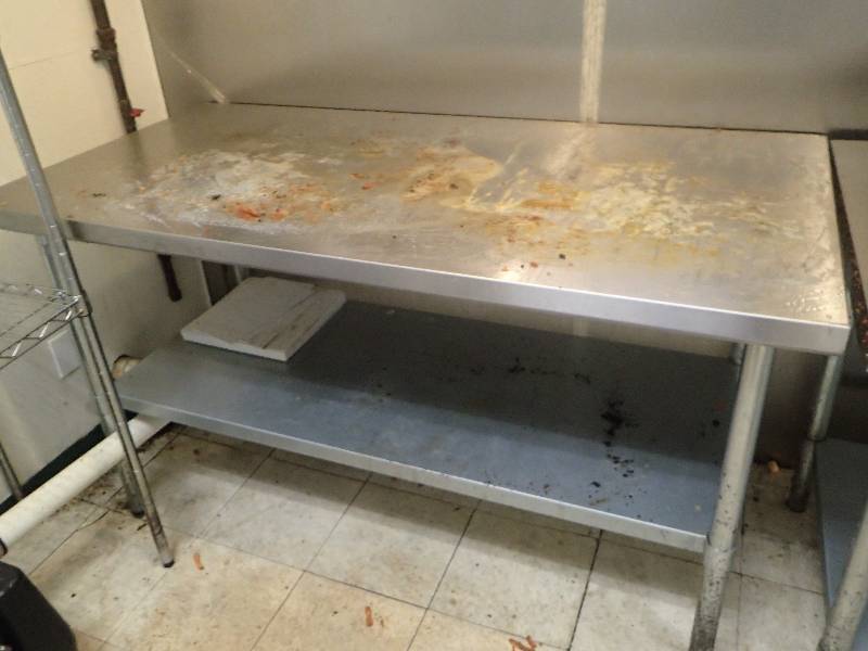 lot 1585 image: 60 Stainless Top Work Table w Galvanized Under Shelf