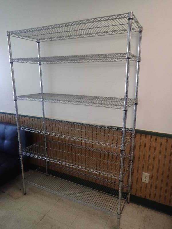 lot 1594 image: 6 Tier 46x18 Metal Wire Metro Storage Rack