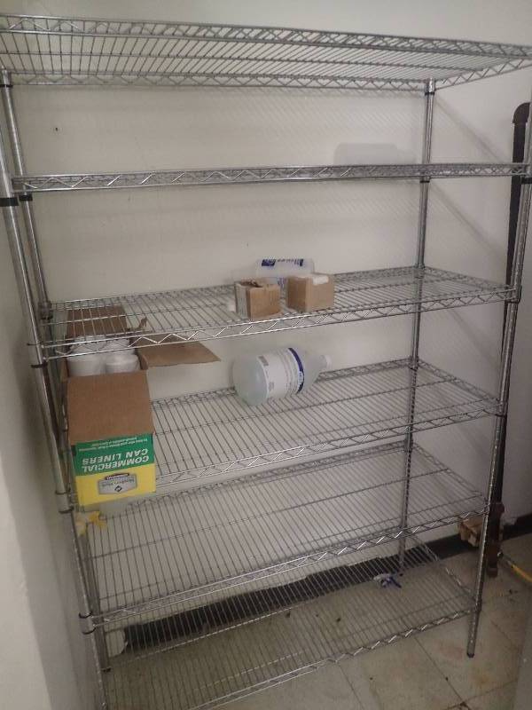 lot 1595 image: 6 Tier 46x18 Metal Wire Metro Storage Rack