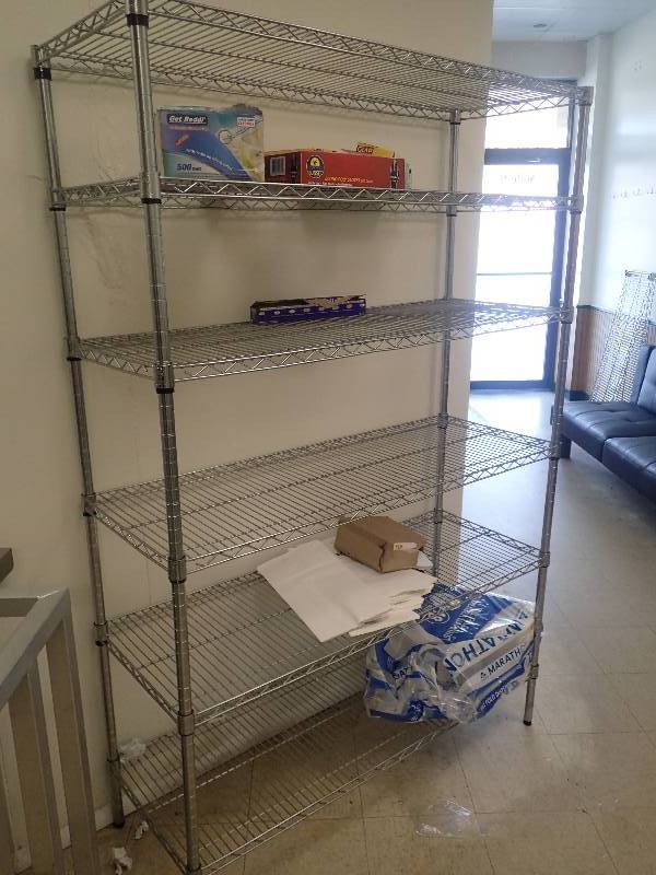 lot 1608 image: 6 Tier 46x18 Metal Wire Metro Storage Rack
