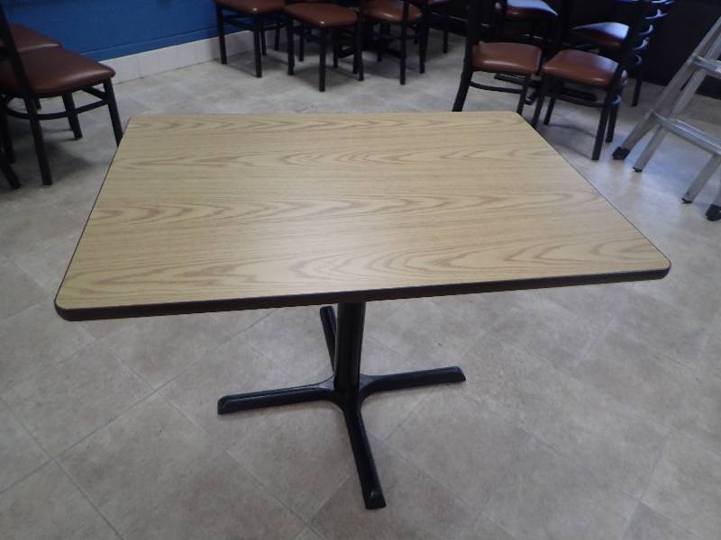 lot 1516 image: Light Laminated top Single Metal Base Table