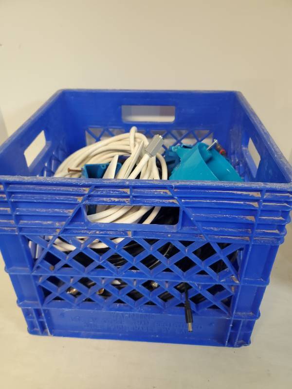 lot 1176 image: Crate of Coax Cable and Some Outlet Boxes