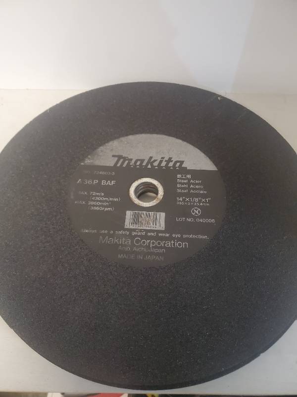 lot 1208 image: Like New. Makita 14 Inch Chop Saw Blade