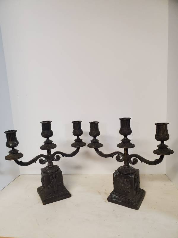lot 1214 image: Pair of Metal Candleabras
