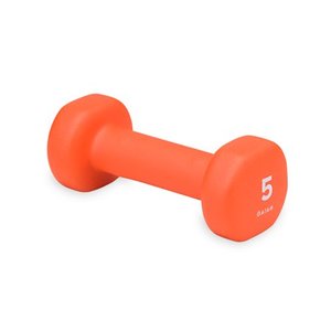 lot 1661 image: Pair of Gaiam Neoprene Dumbbell Orange 5 lbs. Single Weight