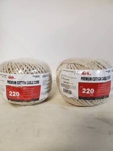 lot 1665 image: Lot of 2. Koch Industries Twisted Cotton Cable Cord 72 By 220 Feet Natural Ball No Tax