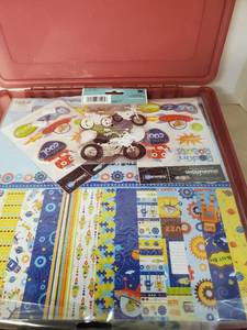 lot 1711 image: HUGE AMOUNT OF KIDS KRAFTS AND STICKERS AND STORAGE TOTE. 100S IF NOT THOUSANDS