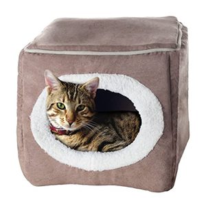 lot 29819 image: PETMAKER Cozy Cave Enclosed Cube Pet Bed, Light Coffee
