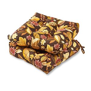 lot 29839 image: Greendale Home Fashions Outdoor 20-inch Dining Seat Cushion, Set of 2, Russet Floral (2ct)