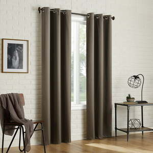 lot 29840 image: Sun Zero 2-pack Arlo Textured Thermal Insulated Grommet Curtain Panel Pair, Mocha Brown  (40 x 84)