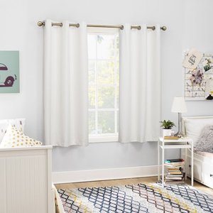 lot 29841 image: Sun Zero 2-Pack Arlo Textured Thermal Insulated Grommet Curtain Panel Pair, Pearl White (40 x 63)