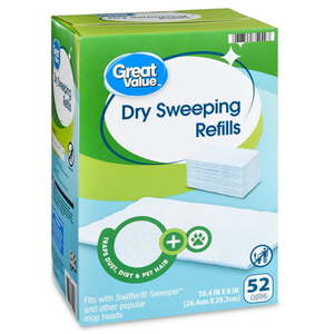 lot 29842 image: Great Value Dry Sweeping Cloth Refills  (52ct) (3 Packs)