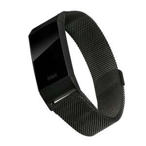 lot 29869 image: WITHit Black Stainless Steel Mesh Band for Fitbit� Charge 3 & 4