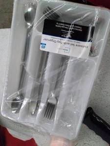 lot 29878 image: Mainstays 49-piece Lace Stainless Steel Flatware Set with Tray Organizer, Silver Tableware