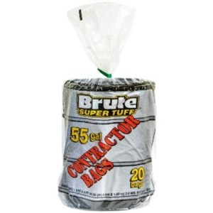 lot 29901 image: Brute Super Tuff� Contractor Trash Bags, Black  (55 Gallon)  (20 Bags) (Twist Tie)