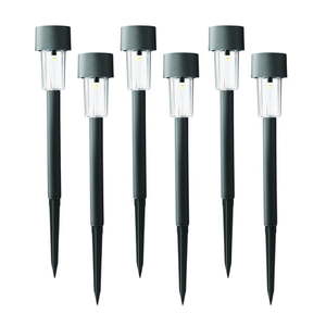 lot 29902 image: Mainstays Solar Powered Black Classic Column LED Path Light and Landscape Light 2 Lumens (6 ct)