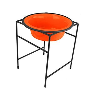 lot 30282 image: Platinum Pets Modern Single Diner Feeder with Stainless Steel Dog Bowl, Medium, Hunter Orange - Missing stand