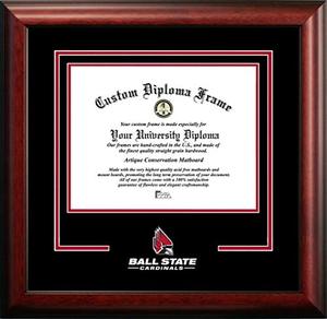 lot 30320 image: Campus Images NCAA Ball State Cardinals Spirit Diploma Frame, Mahogany Multi IN985SD  (8 x 10 Inches)