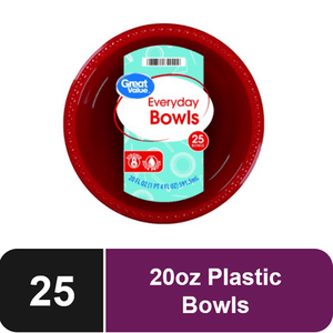 lot 30321 image: Great Value Everyday Bowls, Red  (25 ct)  (150 total)  (Set of 6)