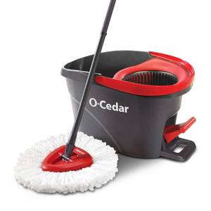 lot 30359 image: O-Cedar EasyWring Microfiber Spin Mop and Bucket System, Red and White