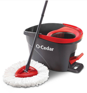 lot 30360 image: O-Cedar EasyWring Microfiber Spin Mop and Bucket System, Red and White with Mop Refill (2pcs)