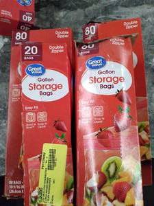 lot 30386 image: Great Value Fresh Seal Double Zipper Gallon Storage Bags Bundle (4 Boxes) (See photos)  (SOLD AS IS)